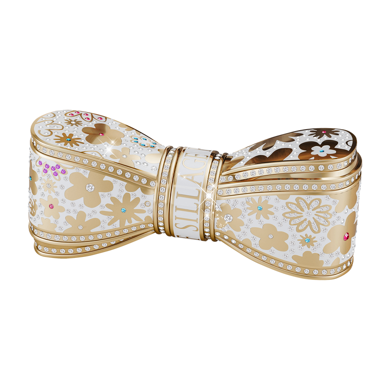 White Lipstick Case with gold and Swarovski crystal